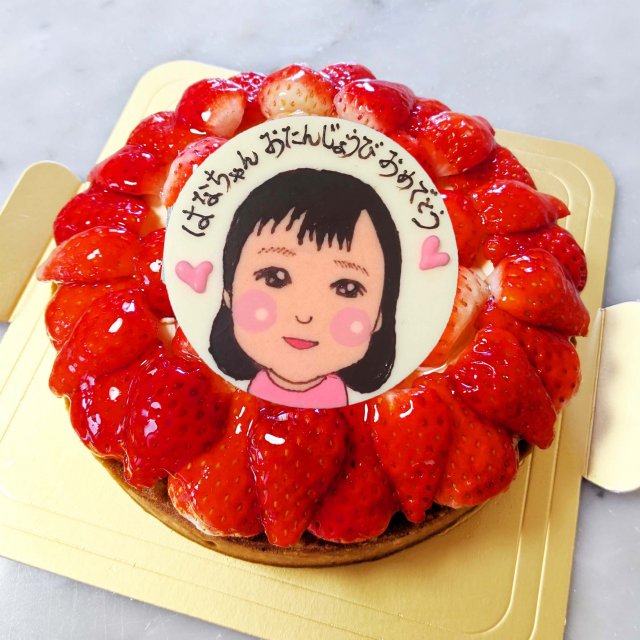 苺のタルト 似顔絵ケーキ ポム店頭 Cake Box 受取 岡山市東区のケーキ 洋菓子店 ケーキ工房ポム