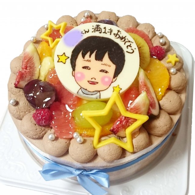 【似顔絵ケーキ】フルーツたっぷり！生チョコデコレーションケーキ（ポム店頭・Cake Box受取可）