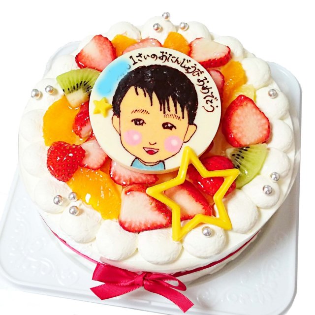【似顔絵ケーキ】フルーツたっぷり！デコレーションケーキ（ポム店頭・Cake Box受取可）